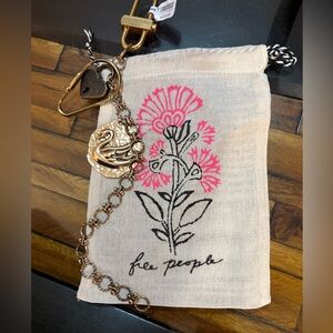 Free People Swan Bag Charm with Gold Hardware and Heart Lock  NWT